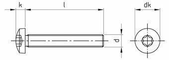 Винт DIN 7985 (A2) с полуцилиндрической головкой шлиц Torx, M3X8