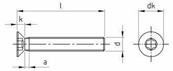 Винт ISO 14581 (A4) с потайной головкой шлиц Torx, M2,5X12