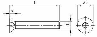 Винт ISO 10642 (A2) с потайной головкой шлиц Torx, M8X30