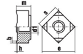 Гайка квадратная приварная DIN 928 (A2), M6