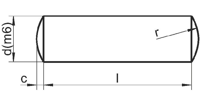 Штифт цилиндрический незакалённый DIN 7 (A1) поле допуска m6, 8X20